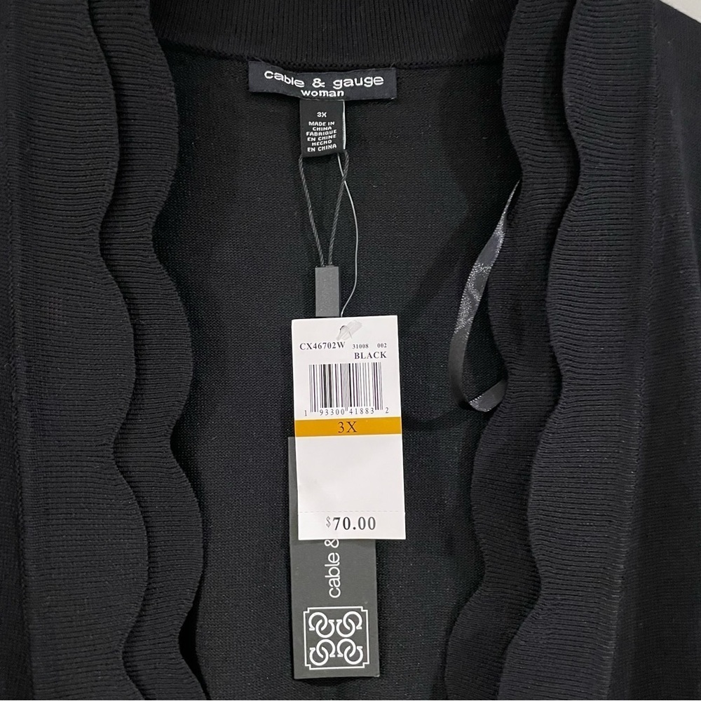 Cable & Gauge Woman Black Scalloped Cardigan Size 3X, Business Casual Officewear - Picture 3 of 4